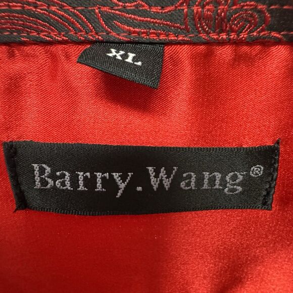 Barry Wang Red Paisley Long Sleeve Button Up Shirt Men's XLarge - Picture 8 of 9